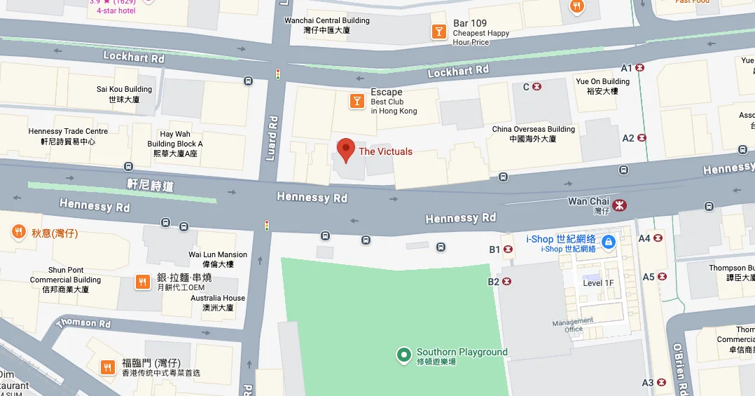 The Victuals Location Map - Wan Chai, Hong Kong